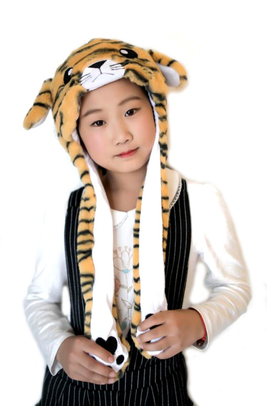 фото Карнавальная шапка игрушки с двигающими ушками к 1114 - 05 шапка с ушками тигр
