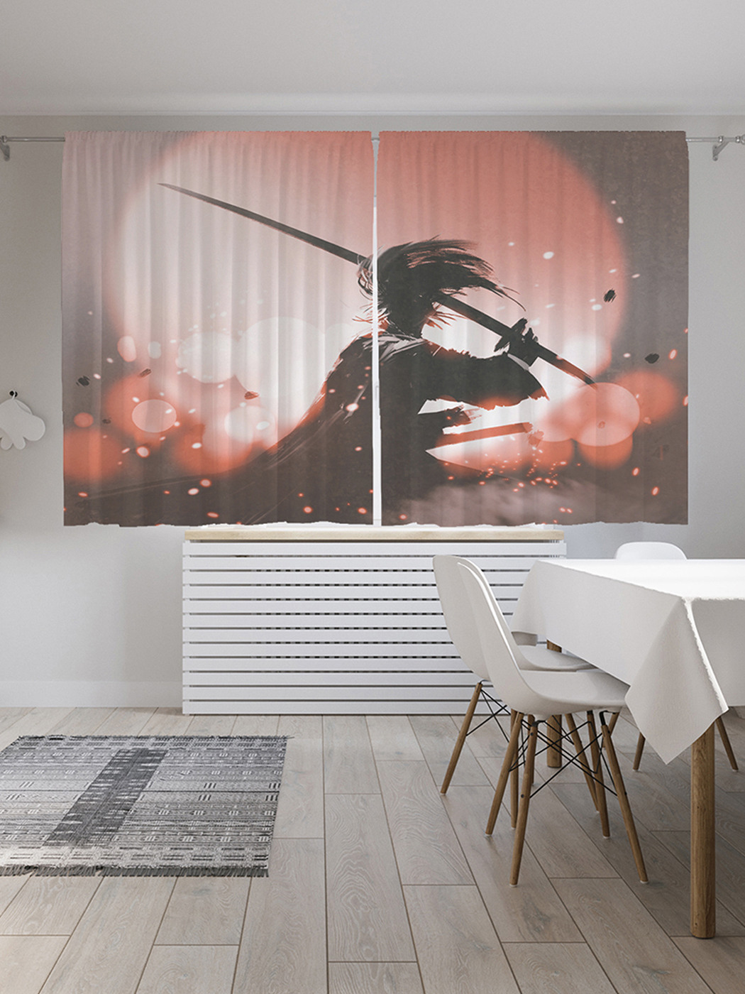 

Шторы JoyArty с фотопечатью "Взмах катаны" из сатена, 290х180 см, Взмах катаны
