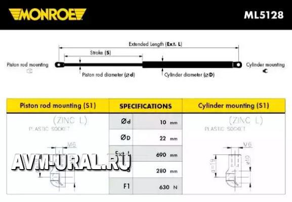 MONROE Газовый упор  1шт