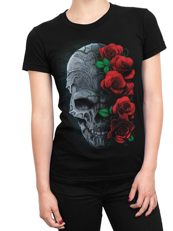 

Футболка женская Dream Shirts Череп и Розы черная M, Череп и Розы