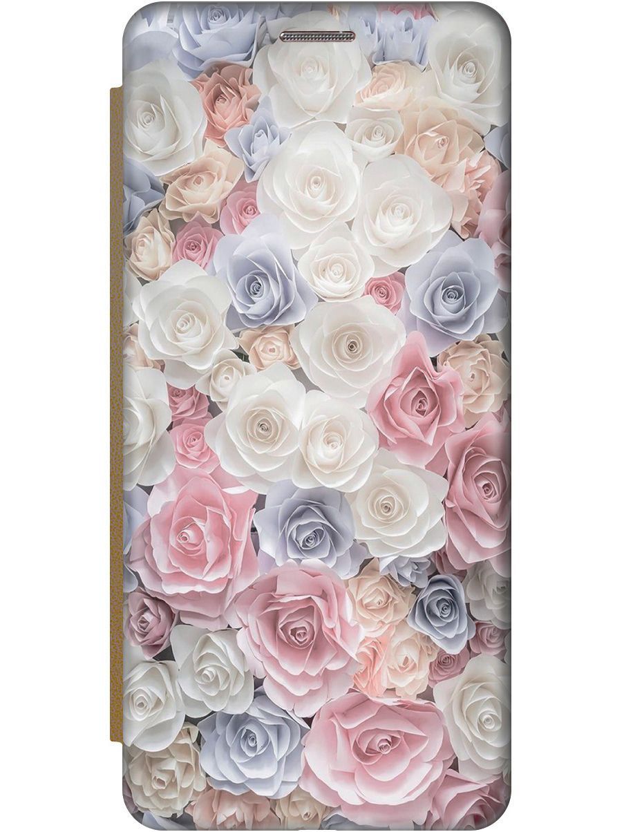 

Чехол-книжка на Samsung Galaxy A73 5G "Пастельные розы" золотистый, Белый;розовый, 10585