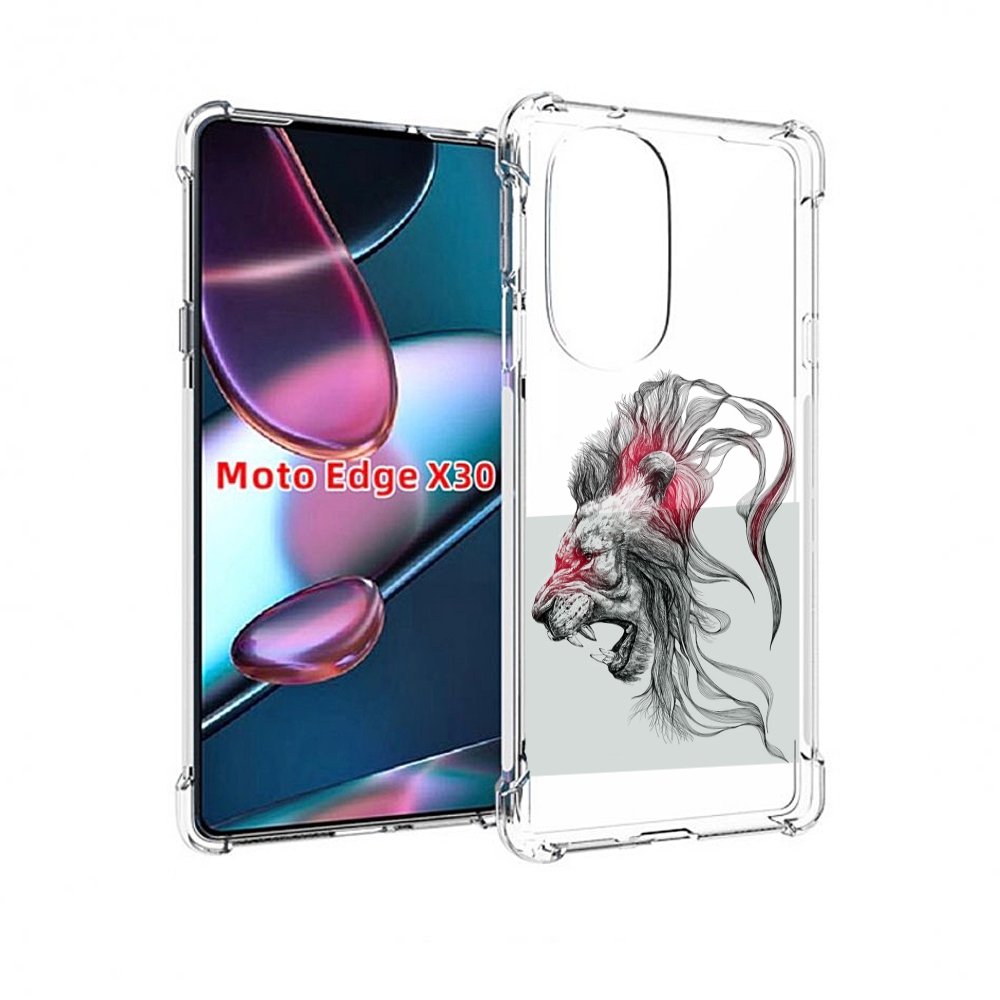 

Чехол MyPads разъяренный лев для Motorola Moto Edge X30, Прозрачный, Tocco