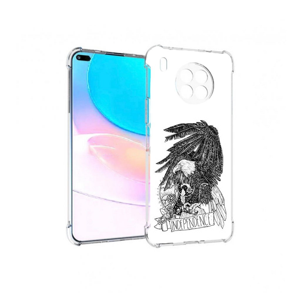 

Чехол задняя-панель-накладка-бампер MyPads черно белый сокол для Huawei Nova 8i, Прозрачный, Tocco
