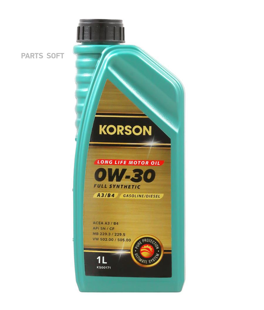 

Моторное масло Korson FULL SYNTHETIC 0W30 A3/B4 1л