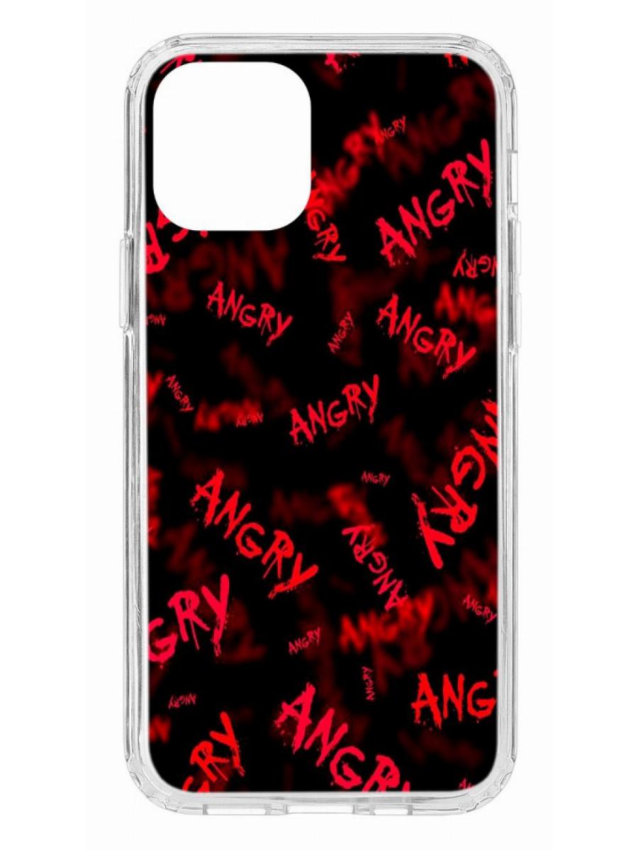 фото Противоударный чехол для apple iphone 12/12 pro кruче print angry прозрачный с рисунком