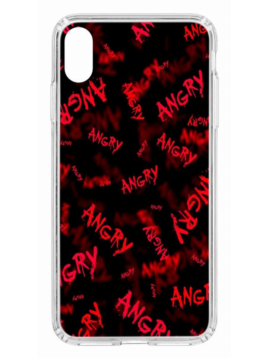 фото Противоударный чехол для apple iphone xs max кruче print angry прозрачный с рисунком