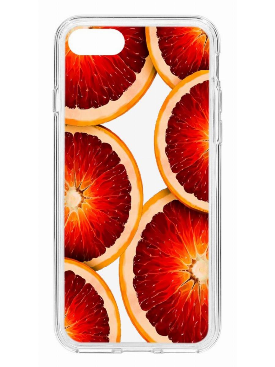 фото Противоударный чехол для iphone 7 /8 /se 2020 кruче print orange прозрачный с рисунком