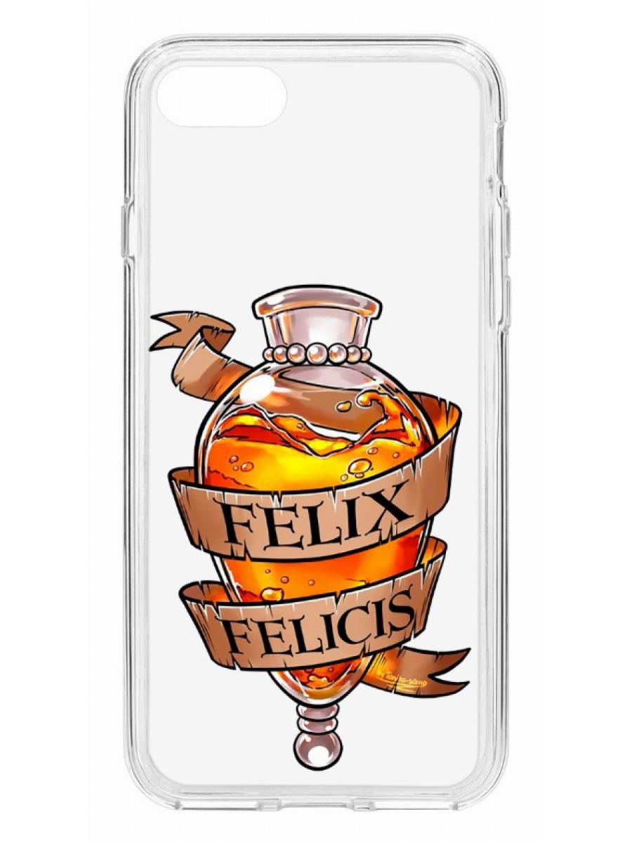 

Чехол для Apple iPhone 7 /8 /SE 2020 КRUЧЕ Print Felix Felicis прозрачный с рисунком, Прозрачный;оранжевый;золотистый, Чехол на айфон 7, айфон 8, айфон СЕ (2020) с защитой камеры