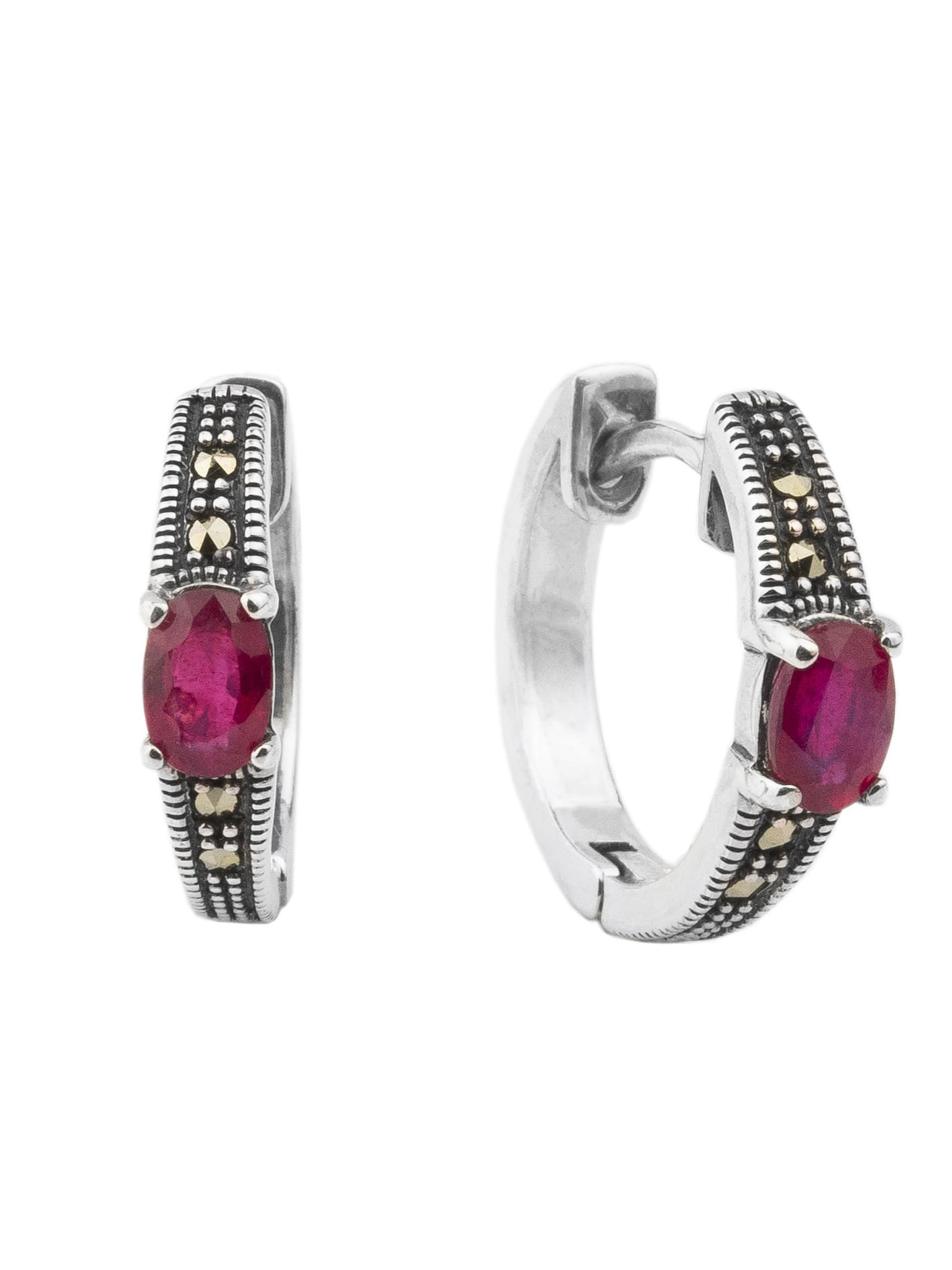 

Серьги из серебра с марказитом/корундом Марказит HE1516, HE1516_марказит, корунд крас.
