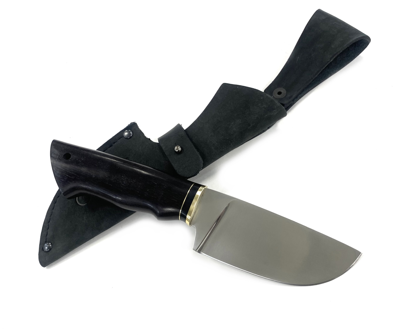 Нож Lemax Шкуросъемный вогнутая линза, сталь 95Х18, черный граб
