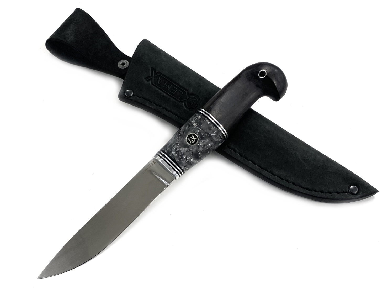 Нож Lemax Финский-2 нож Пуукко, 110Х18, черный граб, мельхиор