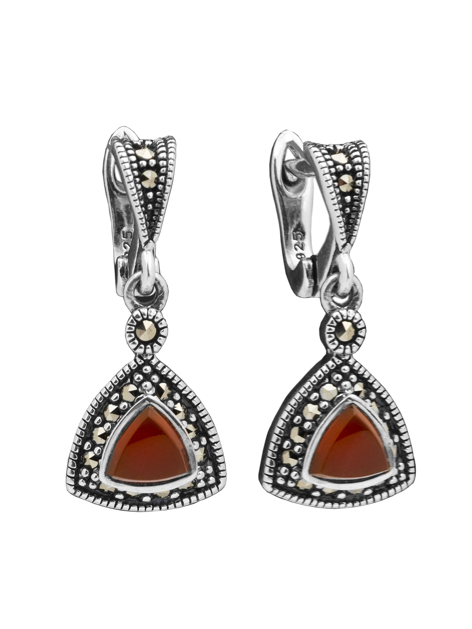 

Серьги из серебра с марказитом/сердоликом Марказит HE1555, HE1555_марказит, сердолик