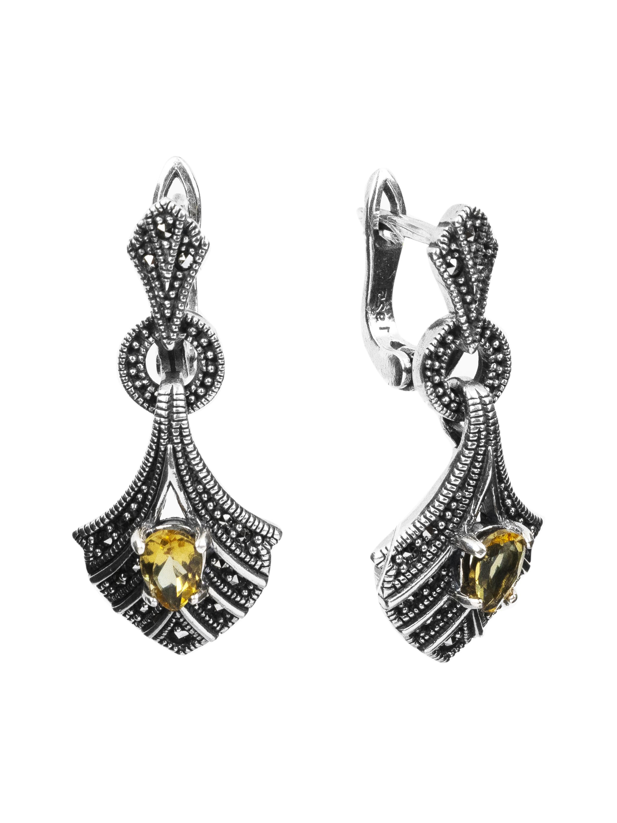 

Серьги из серебра с марказитом/султанит искусственным Марказит HE1556, HE1556_марказит, султанит синт.