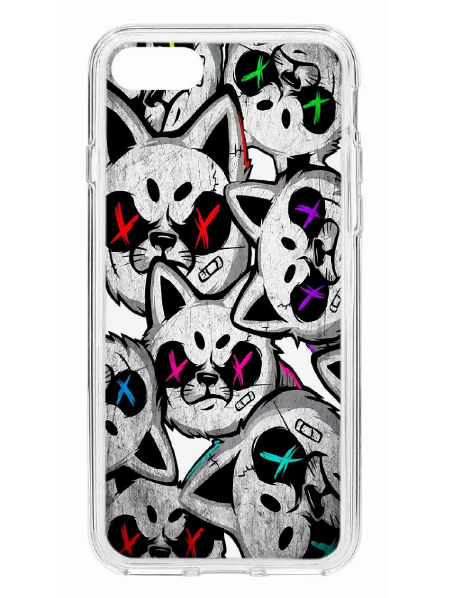 фото Противоударный чехол для iphone 7 /8 /se 2020 кruче print angry cats прозрачный с рисунком