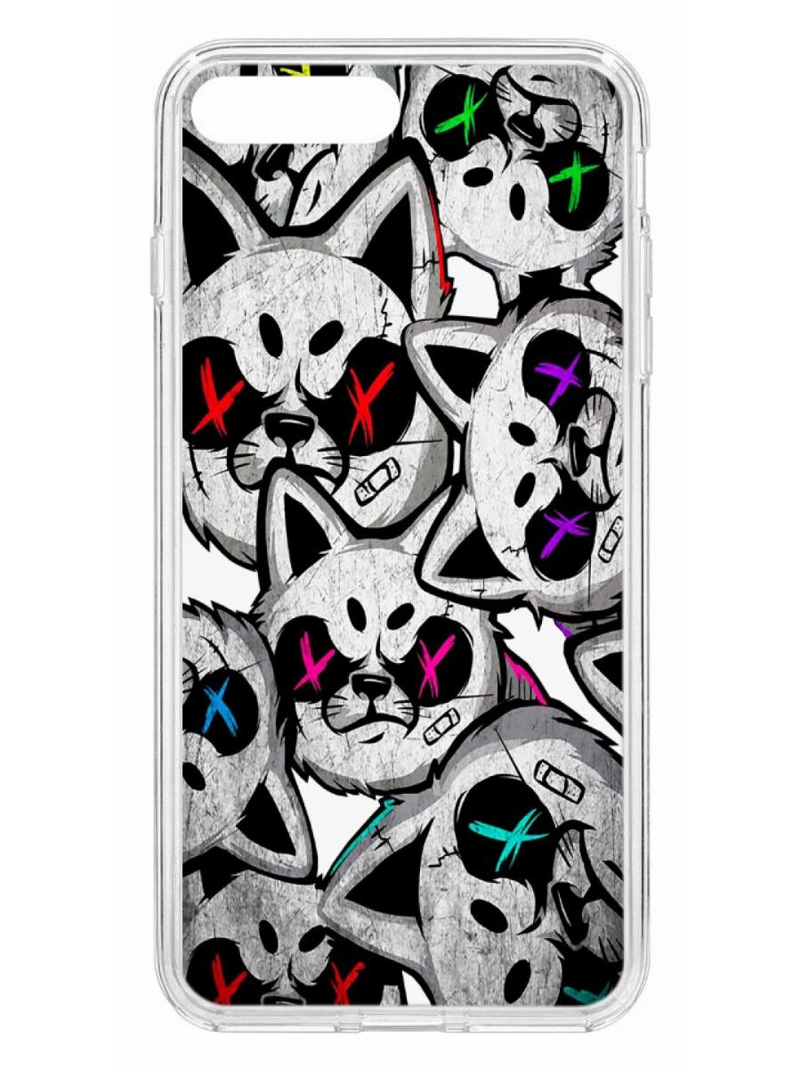 фото Чехол для apple iphone 7 plus /8 plus кruче print angry cats прозрачный с рисунком