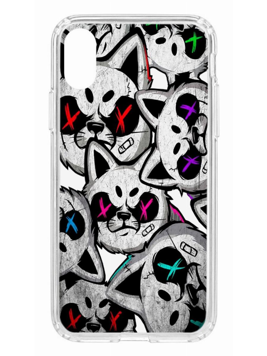 фото Противоударный чехол для apple iphone x / xs кruче print angry cats прозрачный с рисунком