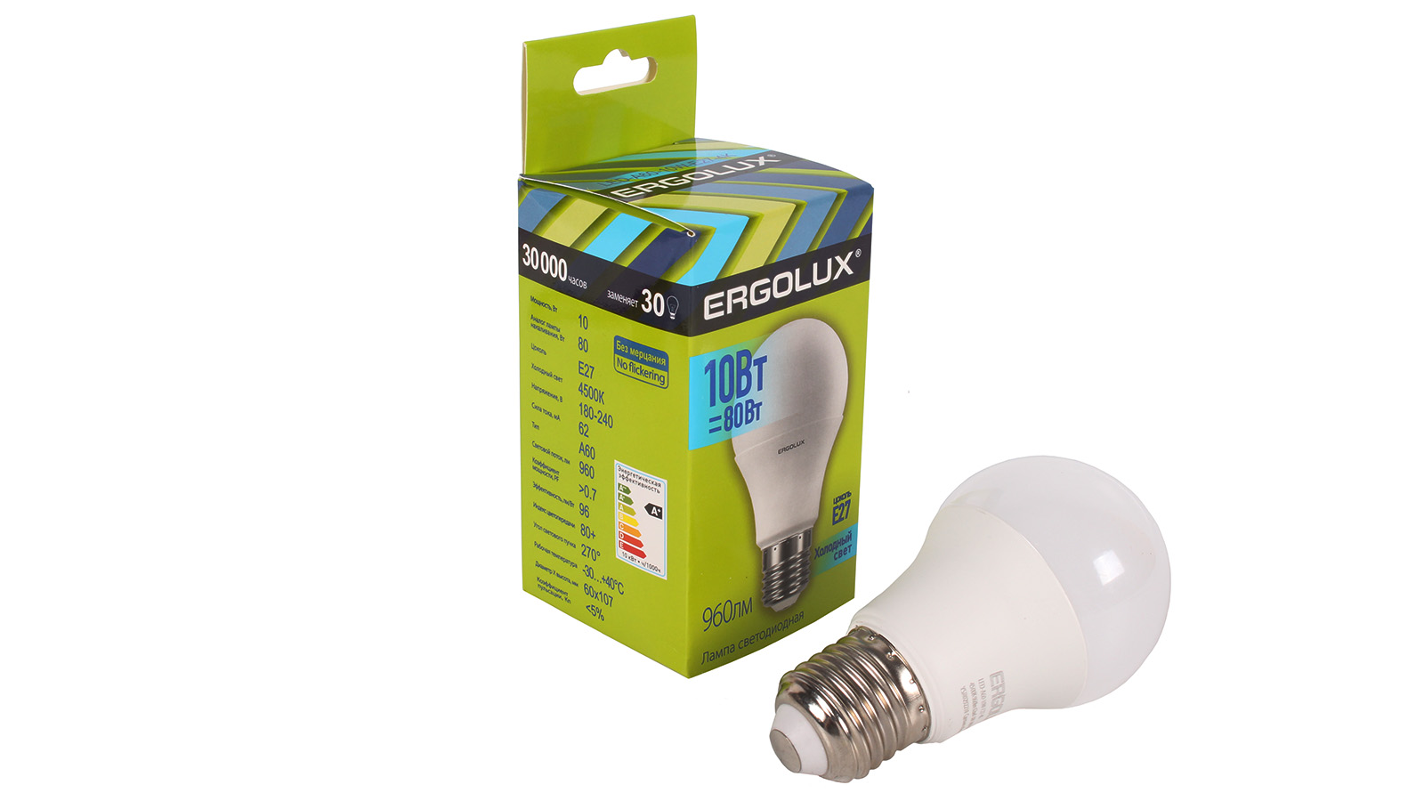 Лампа светодиодная Ergolux LED-A60-10W-E27-4K ЛОН