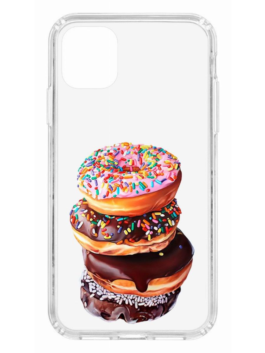 фото Противоударный чехол для apple iphone 11 кruче print donuts прозрачный с рисунком