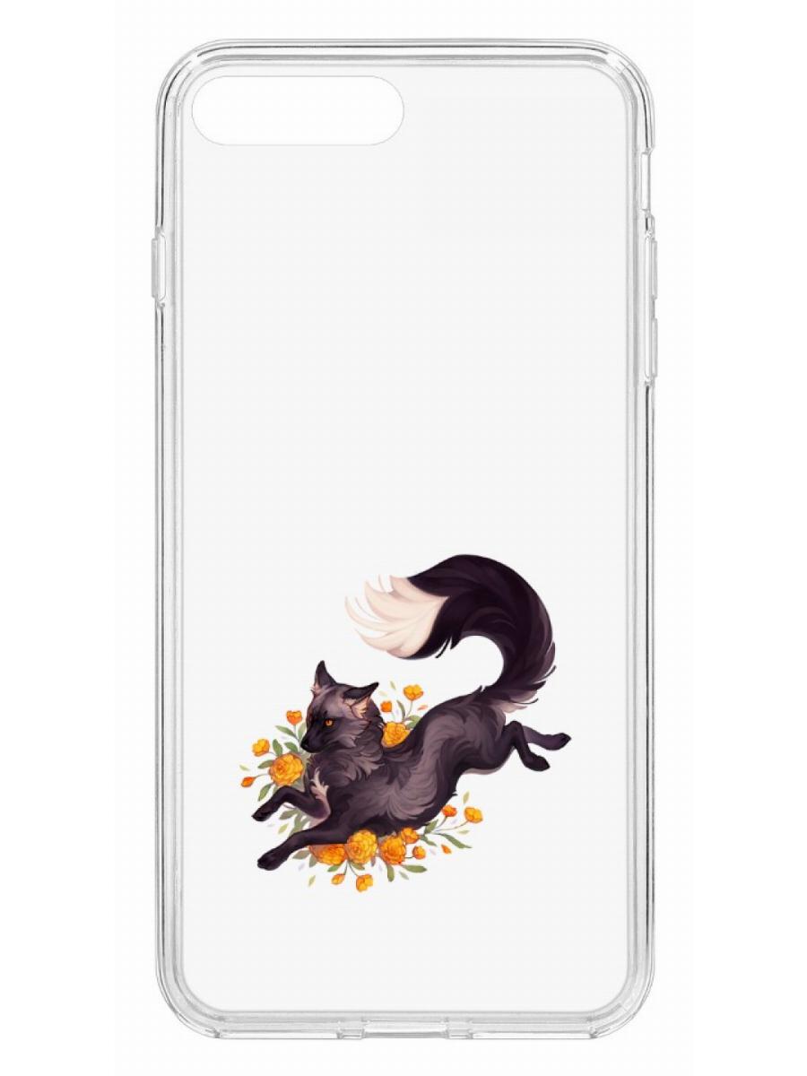 фото Противоударный чехол для apple iphone 7 plus /8 plus кruче print fox прозрачный с рисунком