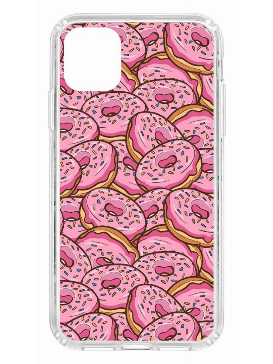 фото Противоударный чехол для apple iphone 11 кruче print пончики прозрачный с рисунком