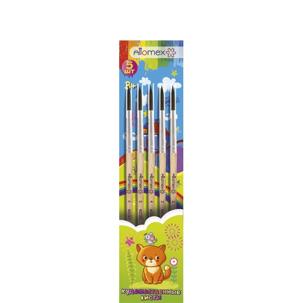 

Кисть deVente коза Набор 5шт Attomex №2,3,4,5,6, Коричневый, 1309019