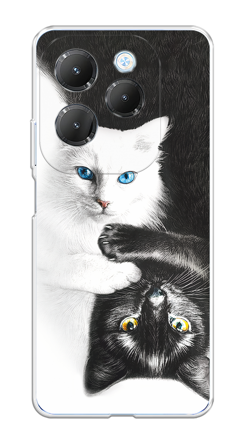 

Чехол на Infinix HOT 40/40 Pro "Коты Инь-Янь", Черный;белый;голубой, 3105350-1