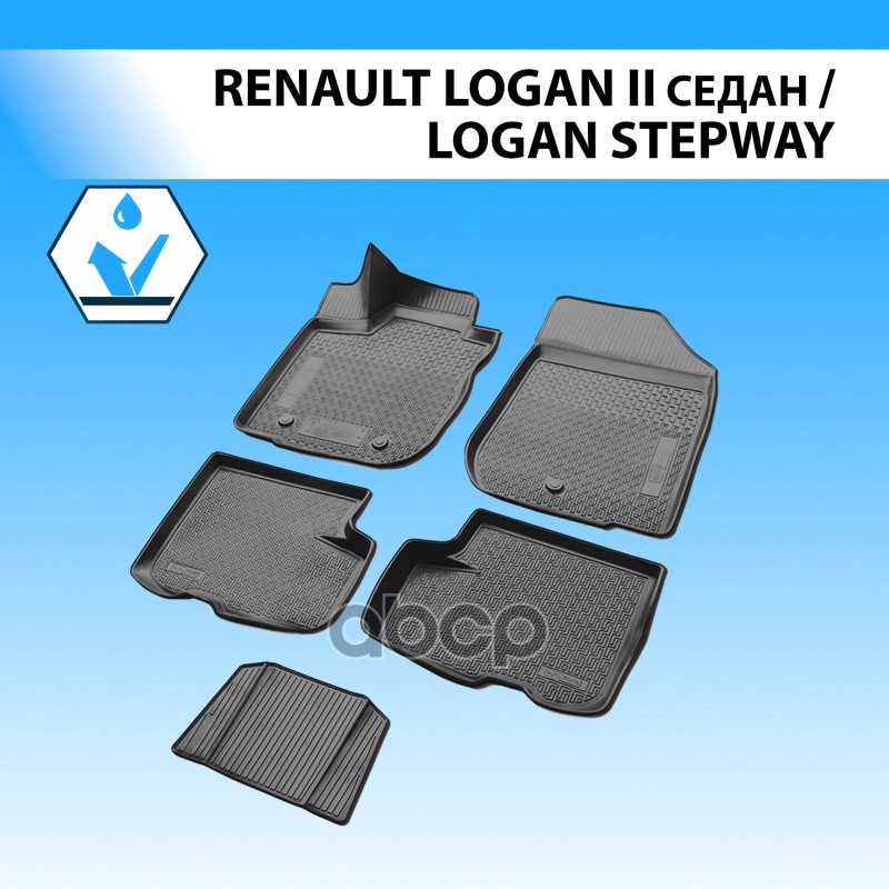 

RIVAL Коврики салона Renault Logan, Logan Stepway черный полиуретан Rival 14702001 RIVAL 1