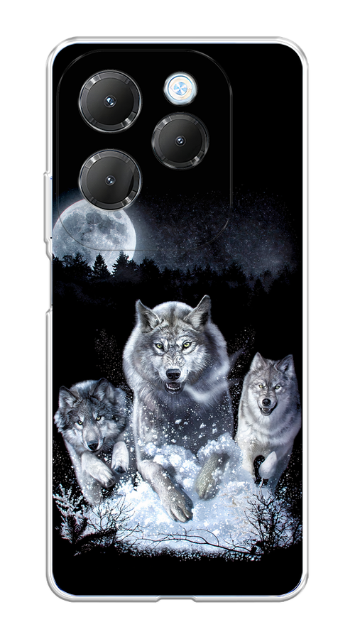 

Чехол на Infinix HOT 40/40 Pro "Стая волков под луной", Черный;белый;серый, 3105350-1