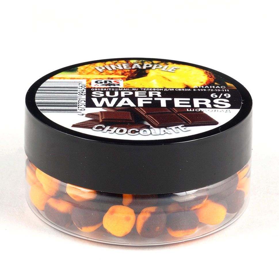 

Вафтерсы GBS BaITS Super Wafters 6x9 мм 48 гр Ананас Шоколад, Super Wafters 6x9 мм