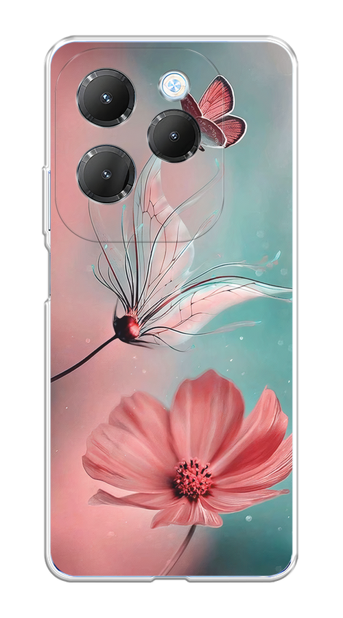 

Чехол на Infinix HOT 40/40 Pro "Бабочка и цветок", Голубой;розовый, 3105350-1