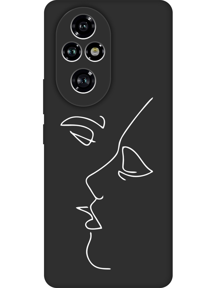 

Силиконовый чехол на Honor 200 pro с принтом "Лица" матовый черный, Черный;белый, 783979661