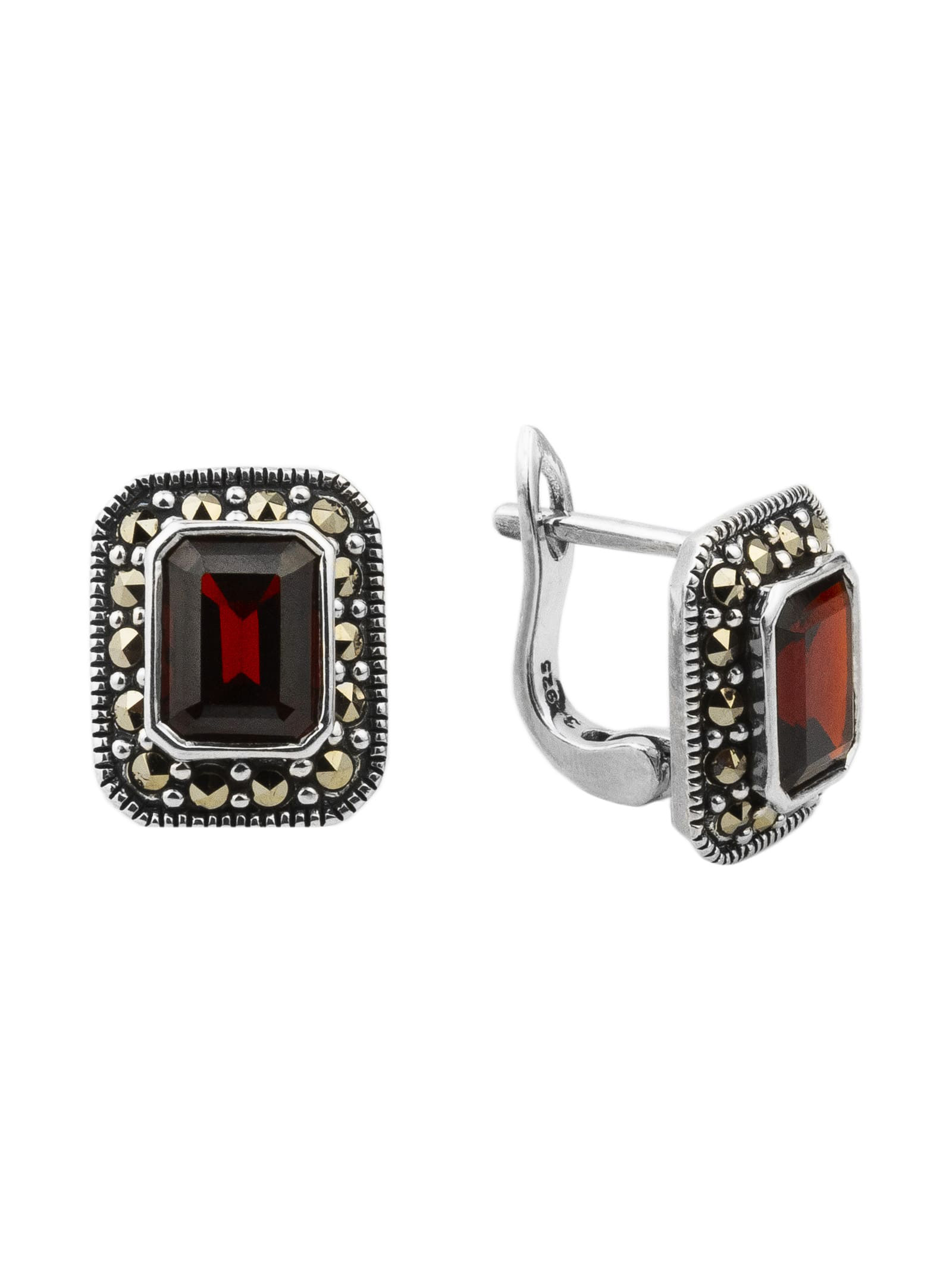 

Серьги из серебра с марказитом/гранатом Марказит HE226, HE226_марказит, гранат