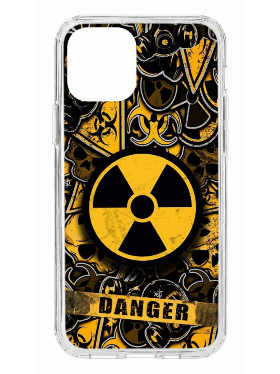 фото Противоударный чехол для apple iphone 12/12 pro кruче print danger прозрачный с рисунком