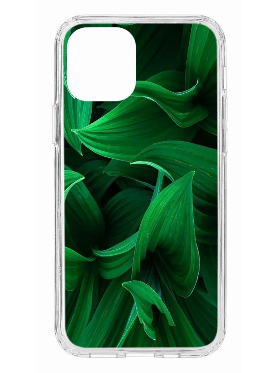 фото Противоударный чехол для apple iphone 12/12 pro кruче print grass прозрачный с рисунком