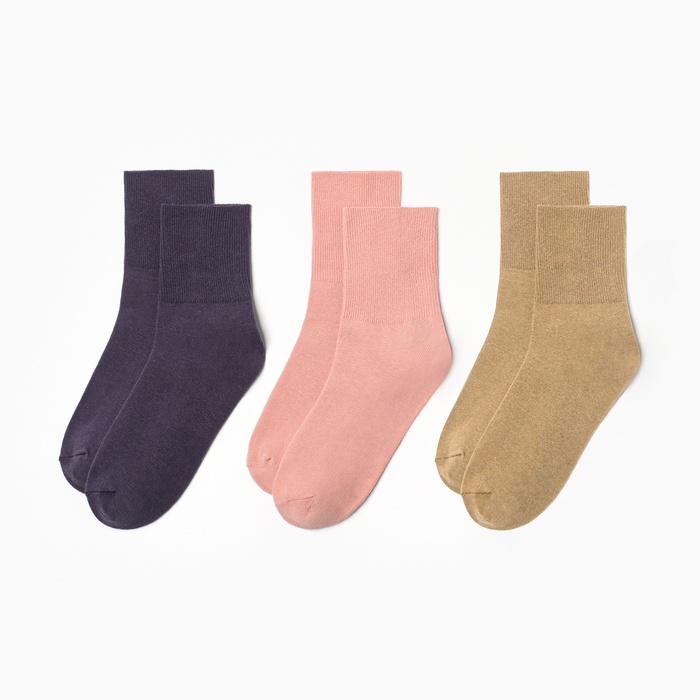 Комплект носков женских KAFTAN Base бежевых, розовых, фиолетовых 36-39, 3 пары