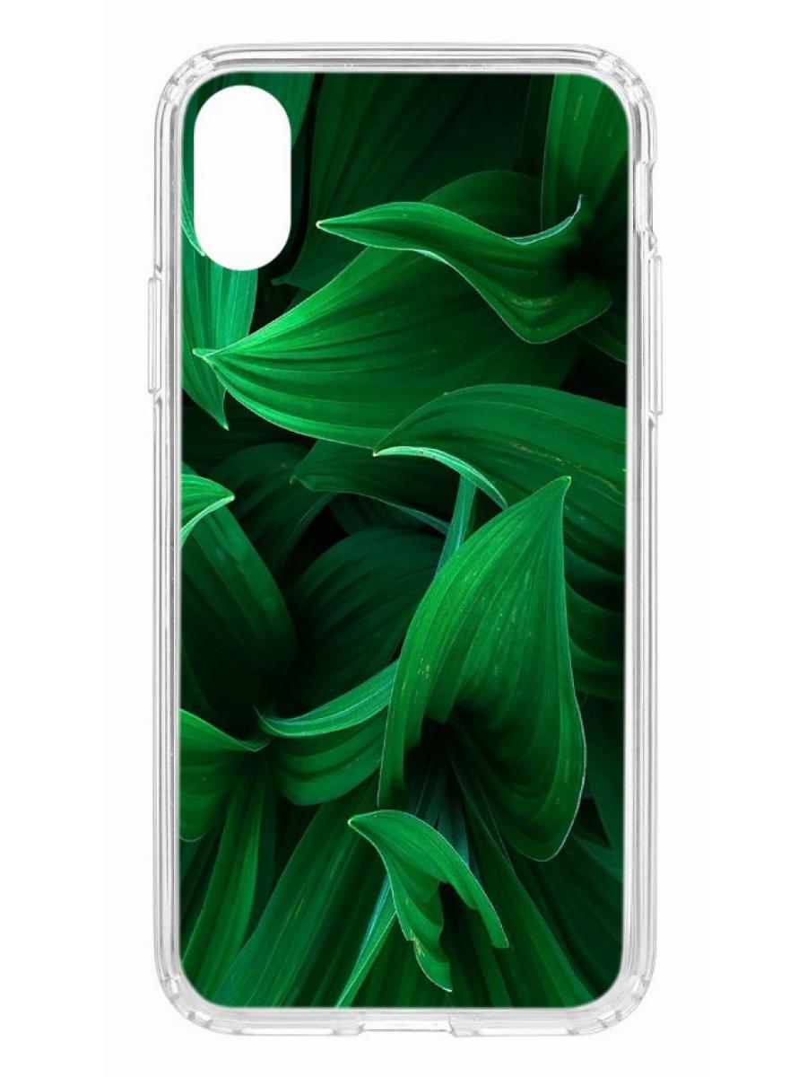 фото Противоударный чехол для apple iphone x / xs кruче print grass прозрачный с рисунком