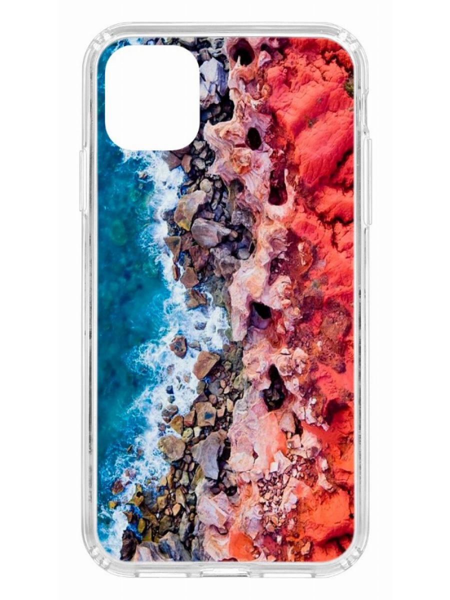 фото Противоударный чехол для apple iphone 11 кruче print морской берег прозрачный с рисунком
