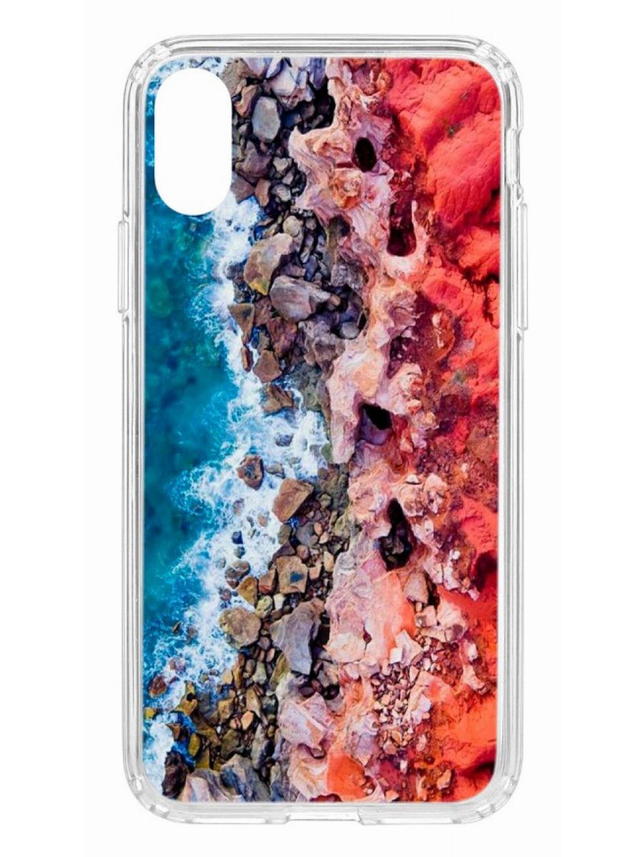 фото Противоударный чехол для apple iphone x/xs кruче print морской берег прозрачный с рисунком