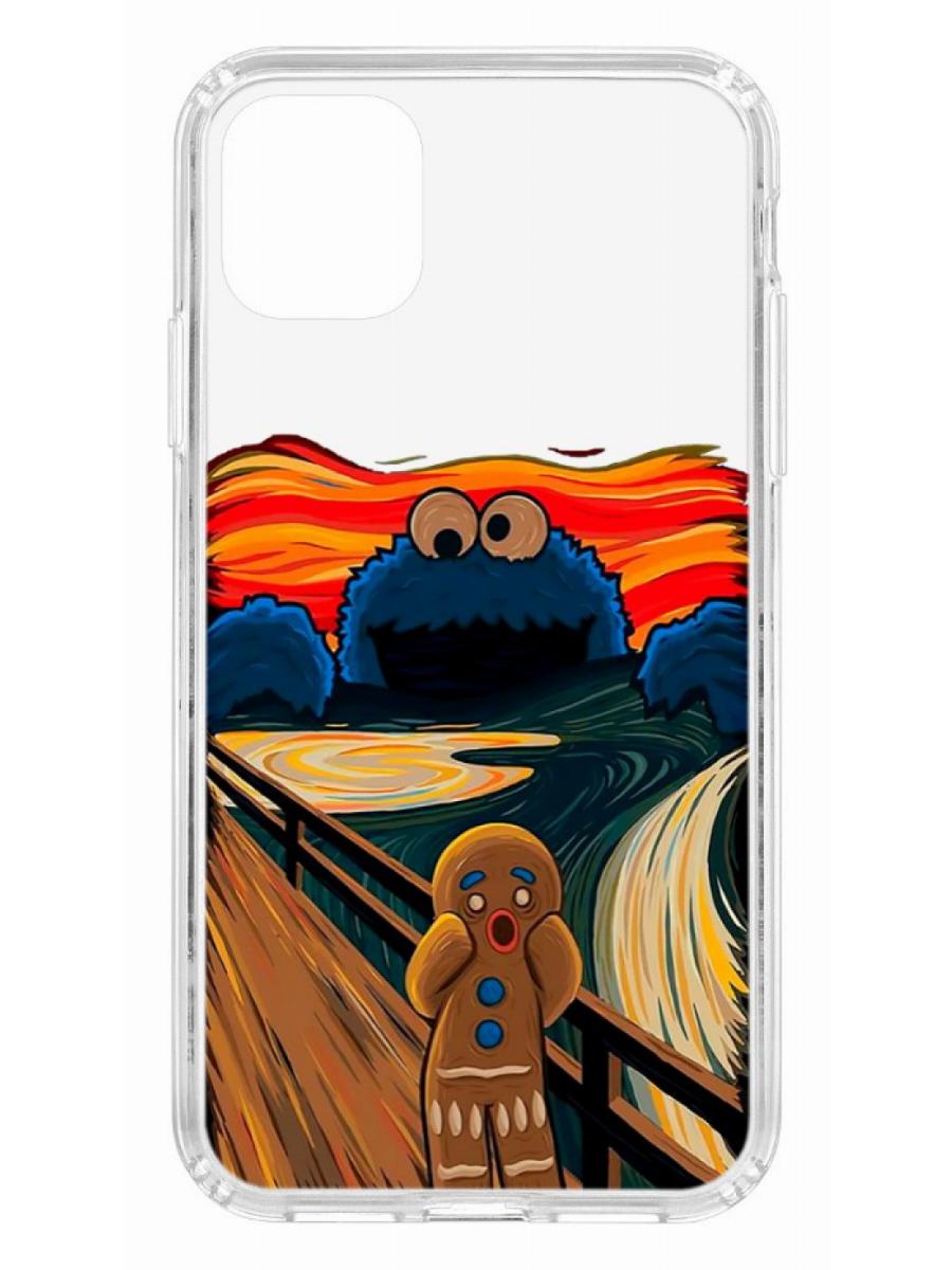 фото Противоударный чехол для apple iphone 11 кruче print cookie scream прозрачный с рисунком