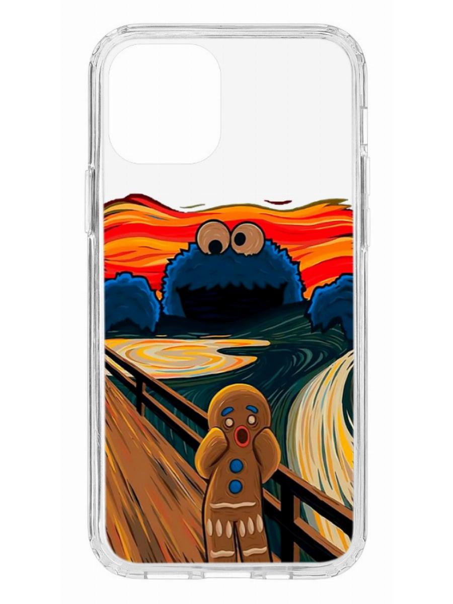 фото Противоударный чехол для iphone 12/12 pro кruче print cookie scream прозрачный с рисунком