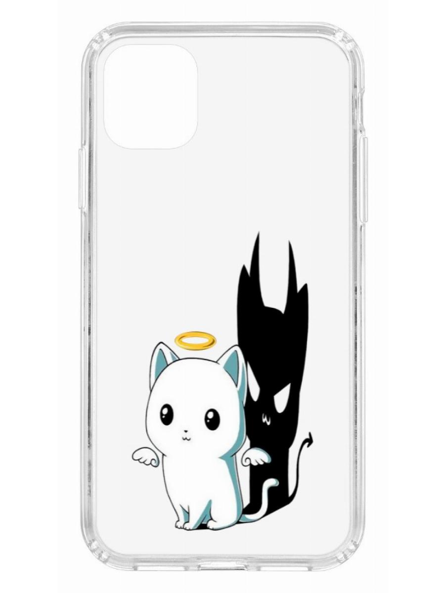 фото Противоударный чехол для apple iphone 11 кruче print angel demon прозрачный с рисунком