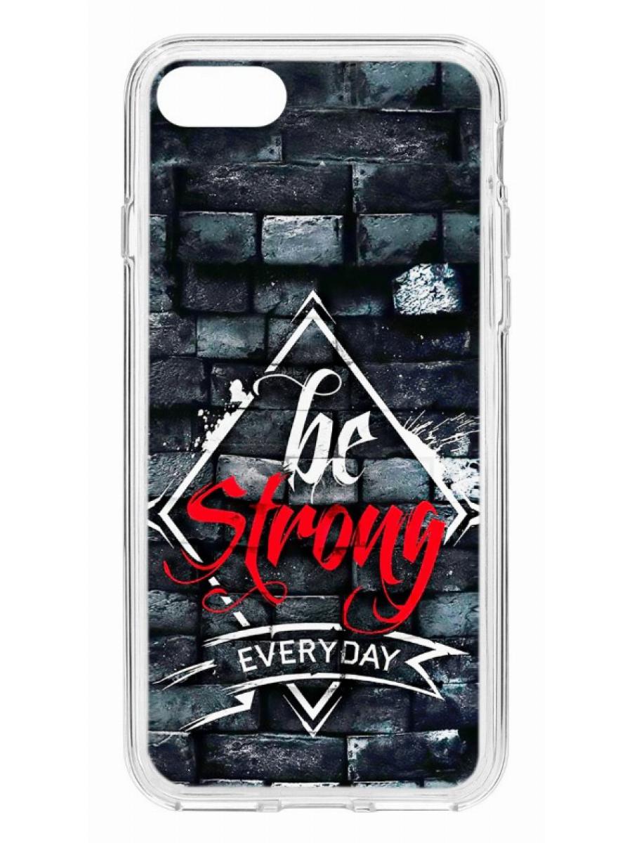 фото Противоударный чехол для iphone 7 /8 /se 2020 кruче print be strong прозрачный с рисунком