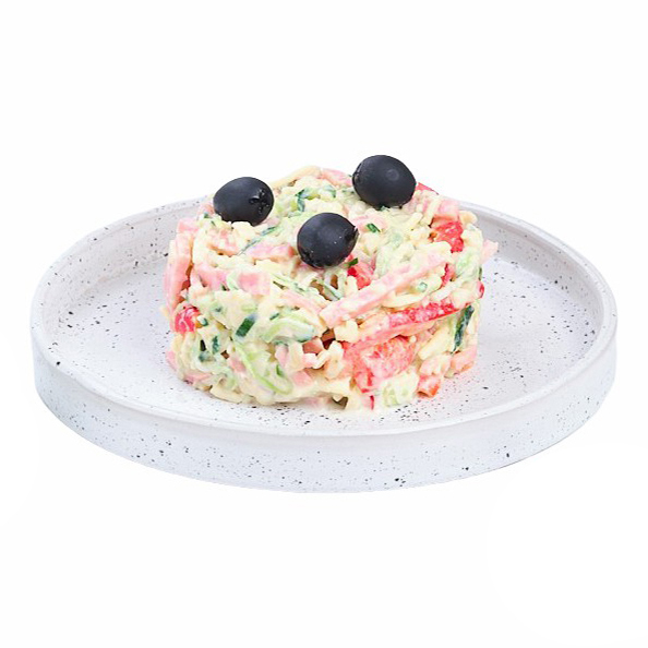 

Салат с ветчиной и сыром +-200 г