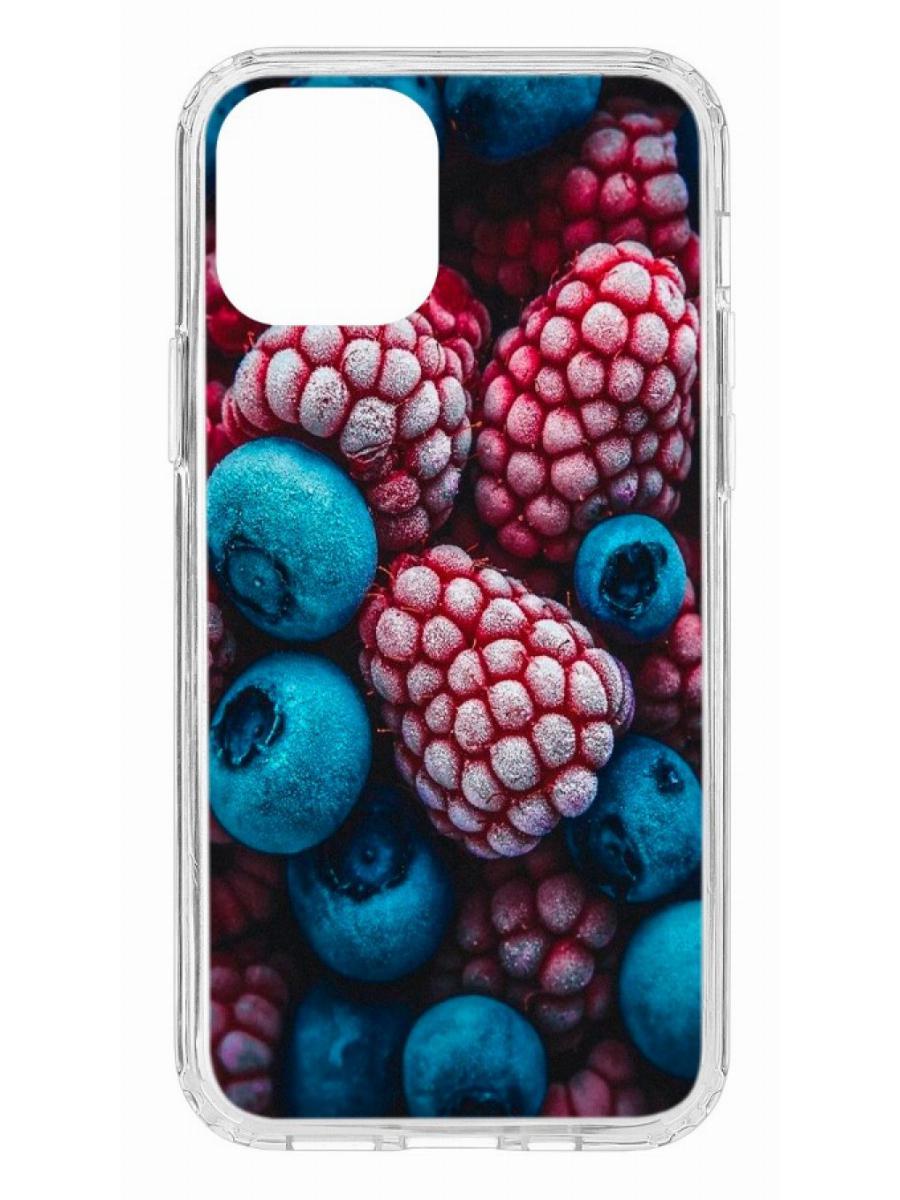 фото Противоударный чехол для iphone 12/12 pro кruче print fresh berries прозрачный с рисунком