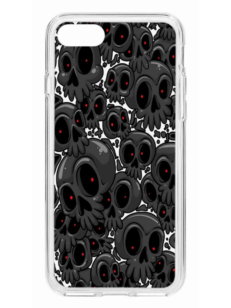 фото Противоударный чехол для iphone 7 /8 /se 2020 кruче print skull gray прозрачный с рисунком