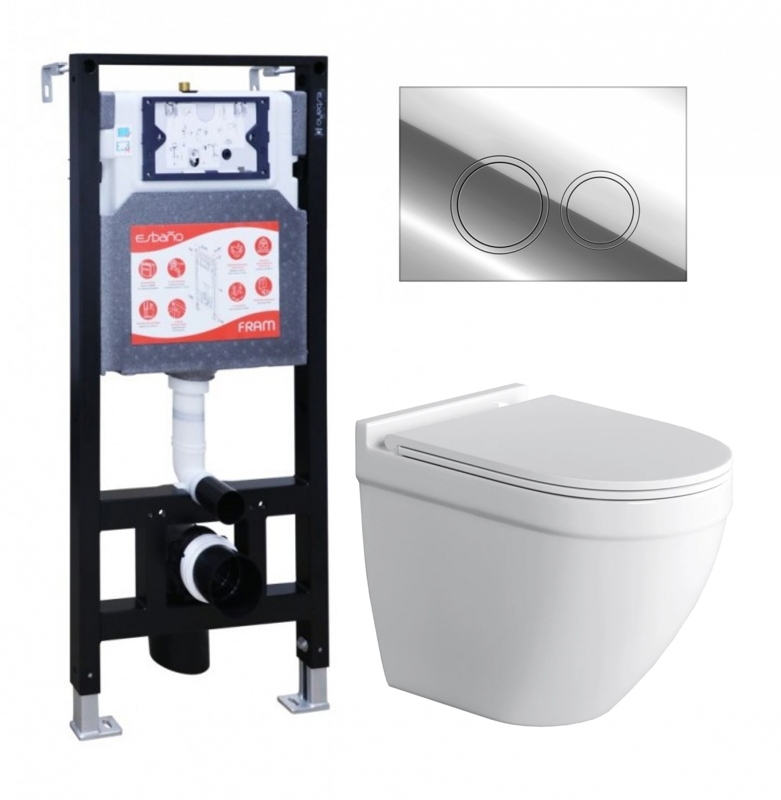 

Комплект инсталляция ESBANO FRAM + Унитаз Grossman GR-4483S + кнопка хром глянец