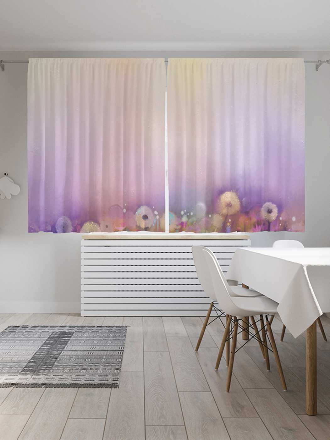 

Шторы JoyArty с фотопечатью "Туман спрятал цветы" из сатена, 290х180 см, Туман спрятал цветы