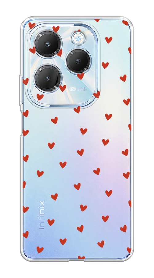 

Чехол на Infinix HOT 40/40 Pro "Red hearts", Красный;прозрачный, 3105350-1