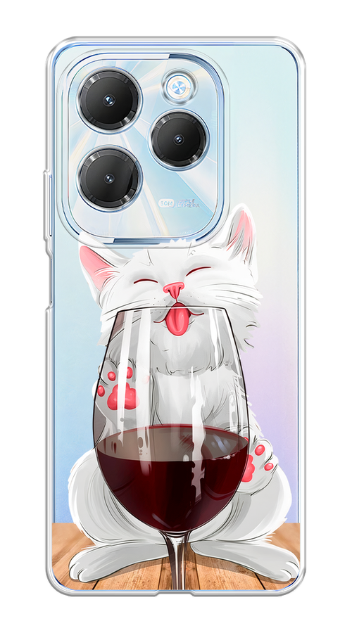 

Чехол на Infinix HOT 40/40 Pro "Кот с бокалом", Прозрачный;белый;красный, 3105350-1