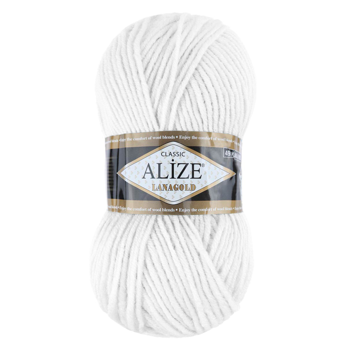 

Пряжа Alize LanaGold 49% шерсть, 51 % акрил 5 шт х 100 г, 240 м 055 белый